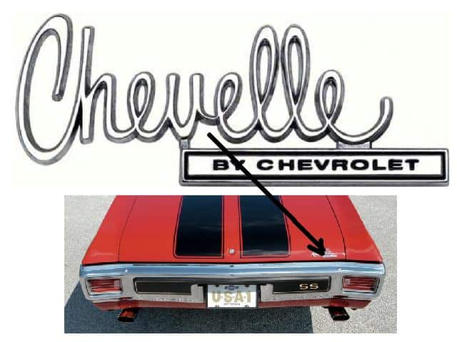 Emblem: 70 "CHEVELLE by CHEVROLET" Boot lid